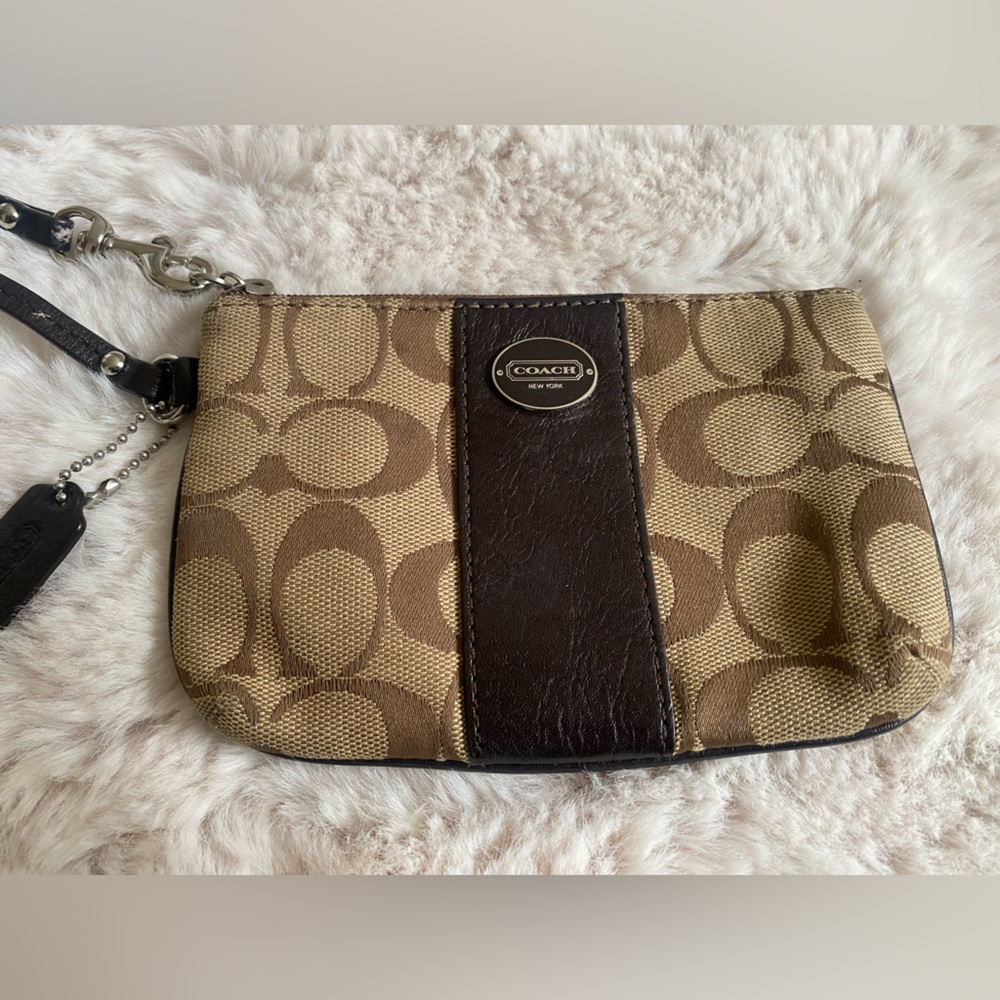Coach Signature Brown Wristlet